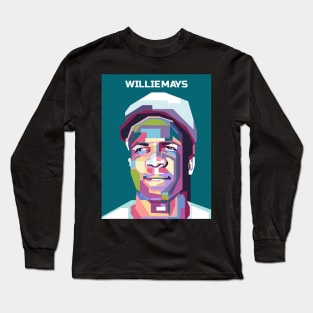 Abstract Geometric Willie Mays in WPAP Long Sleeve T-Shirt